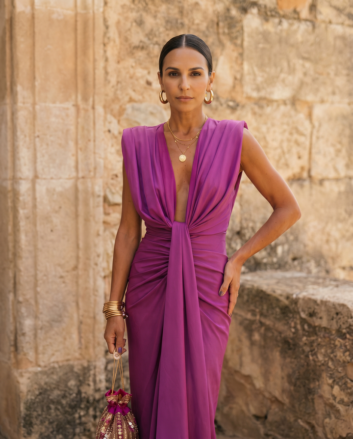 Selena | Draped Fiery Dress