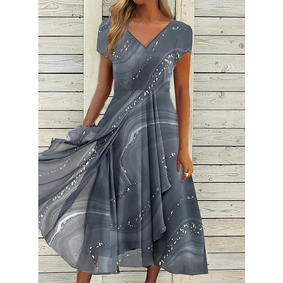 Josephine™ | Chic V-Neck Midi Dress