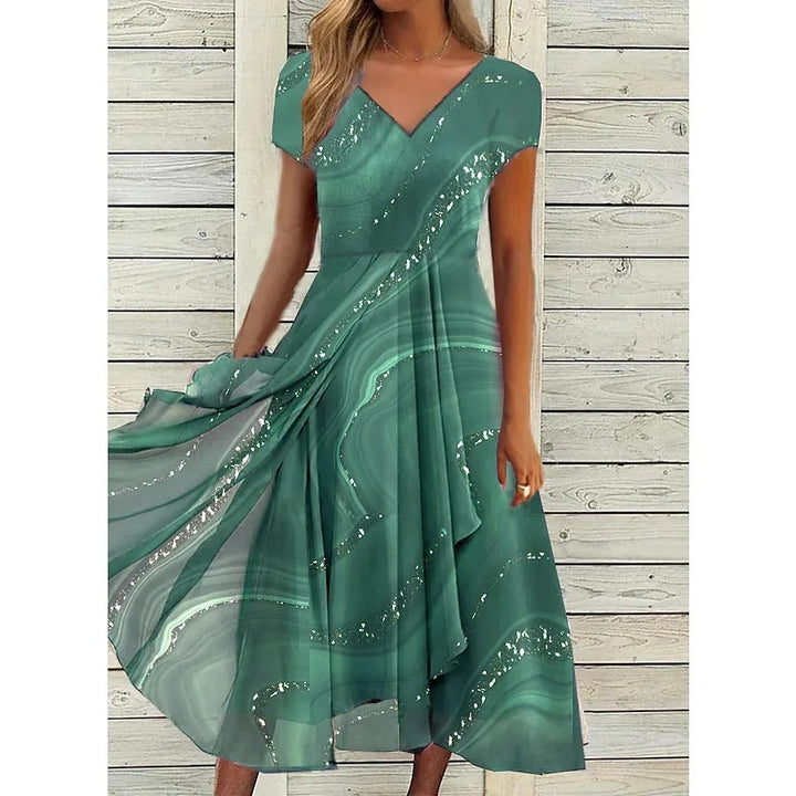 Josephine™ | Chic V-Neck Midi Dress
