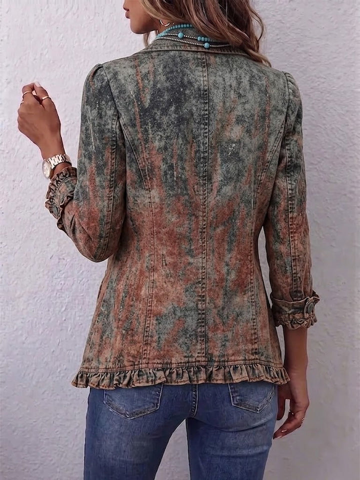 Flavie | Vintage Textured Ombre Jacket with Ruffles