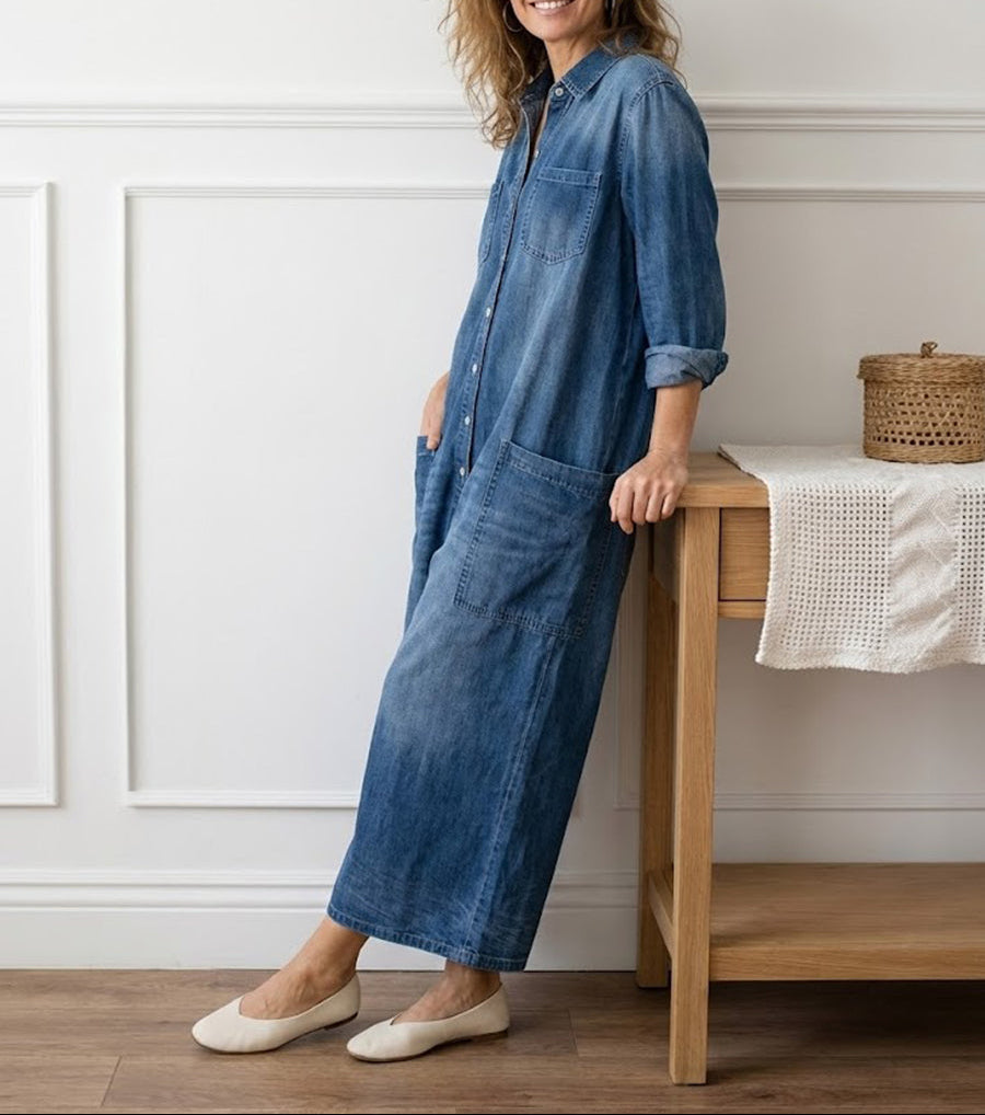 Flora | Cotton Denim Jumpsuit