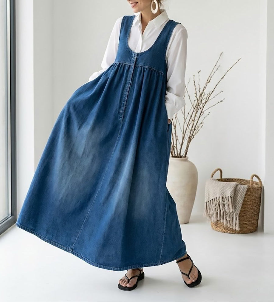 Ivy | Vintage Denim Maxi Dress