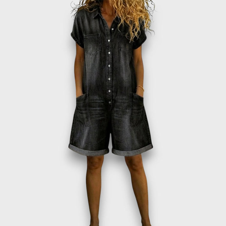 Clara | Vintage Denim-Look Romper