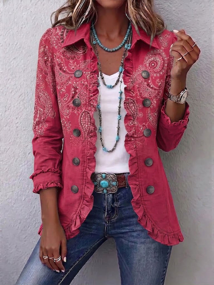 Iseult | Vintage Rose Antique Paisley Frilled Jacket