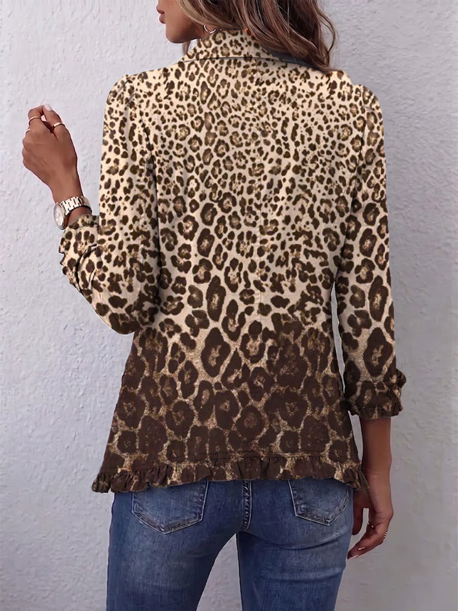 Ombeline | Multicoloured Leopard Print Ruffled Jacket