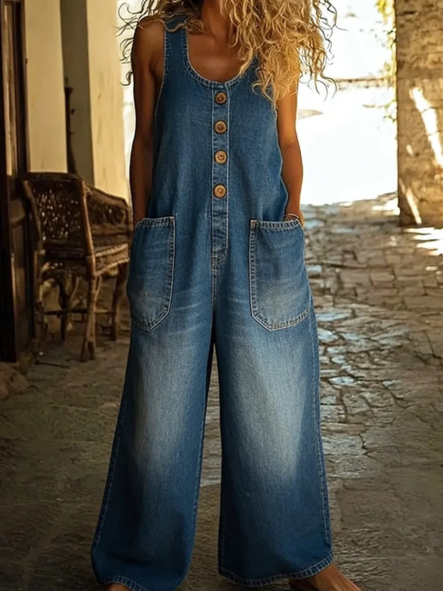 Chloe | Vintage-Wash Denim Jumpsuit