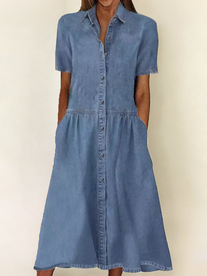 Caroline | Short-Sleeve Denim Dress