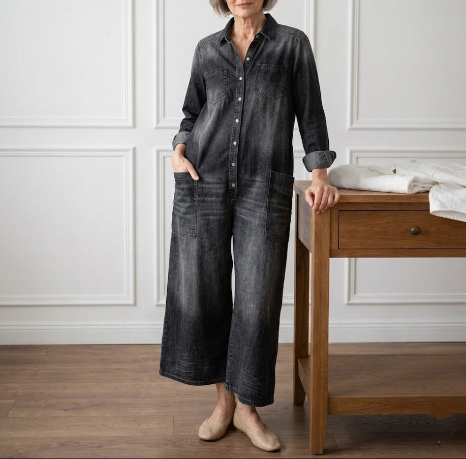 Flora | Cotton Denim Jumpsuit